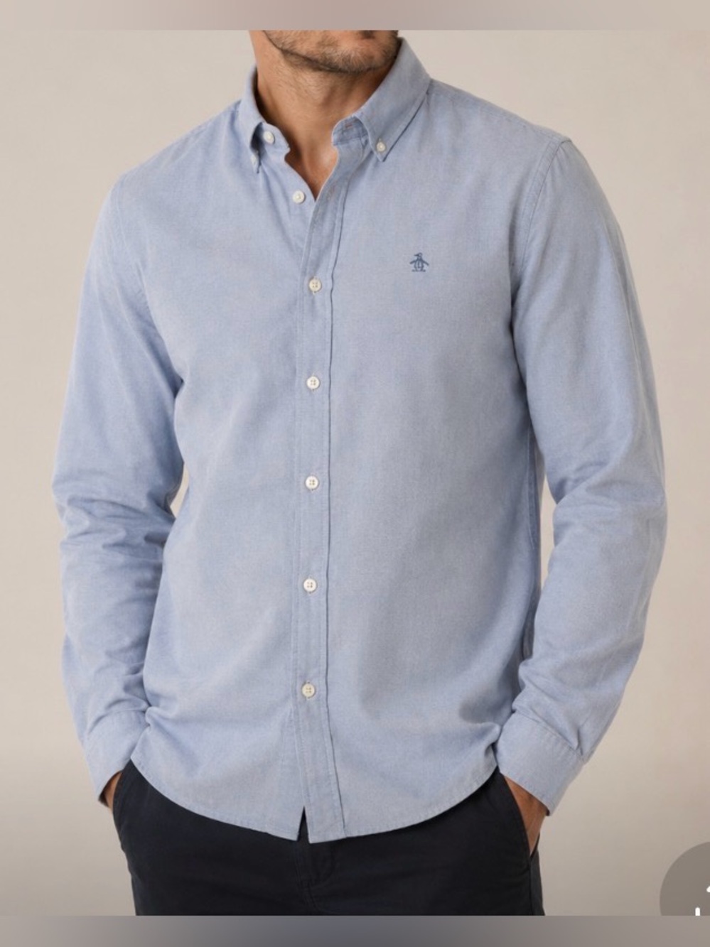 Original Penguin Men's Light Blue Button Down Shirt Size Large